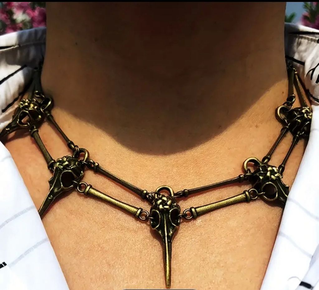 Bird skull choker necklace