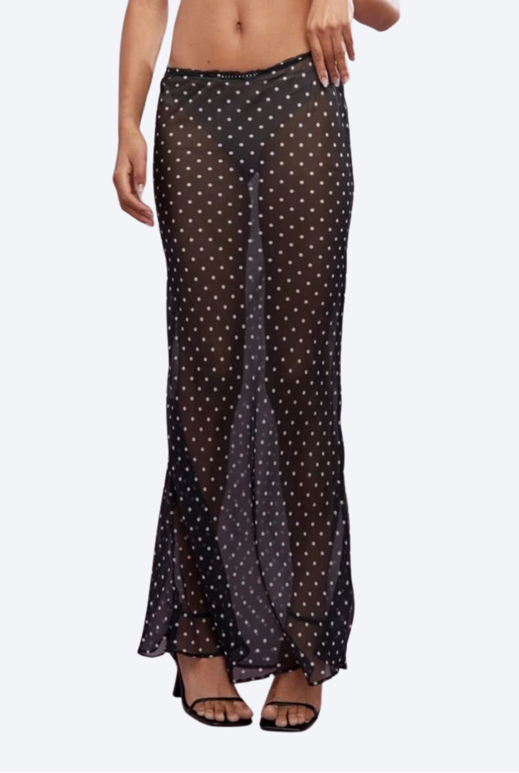Polka Dot Print Sheer Mesh Skirt