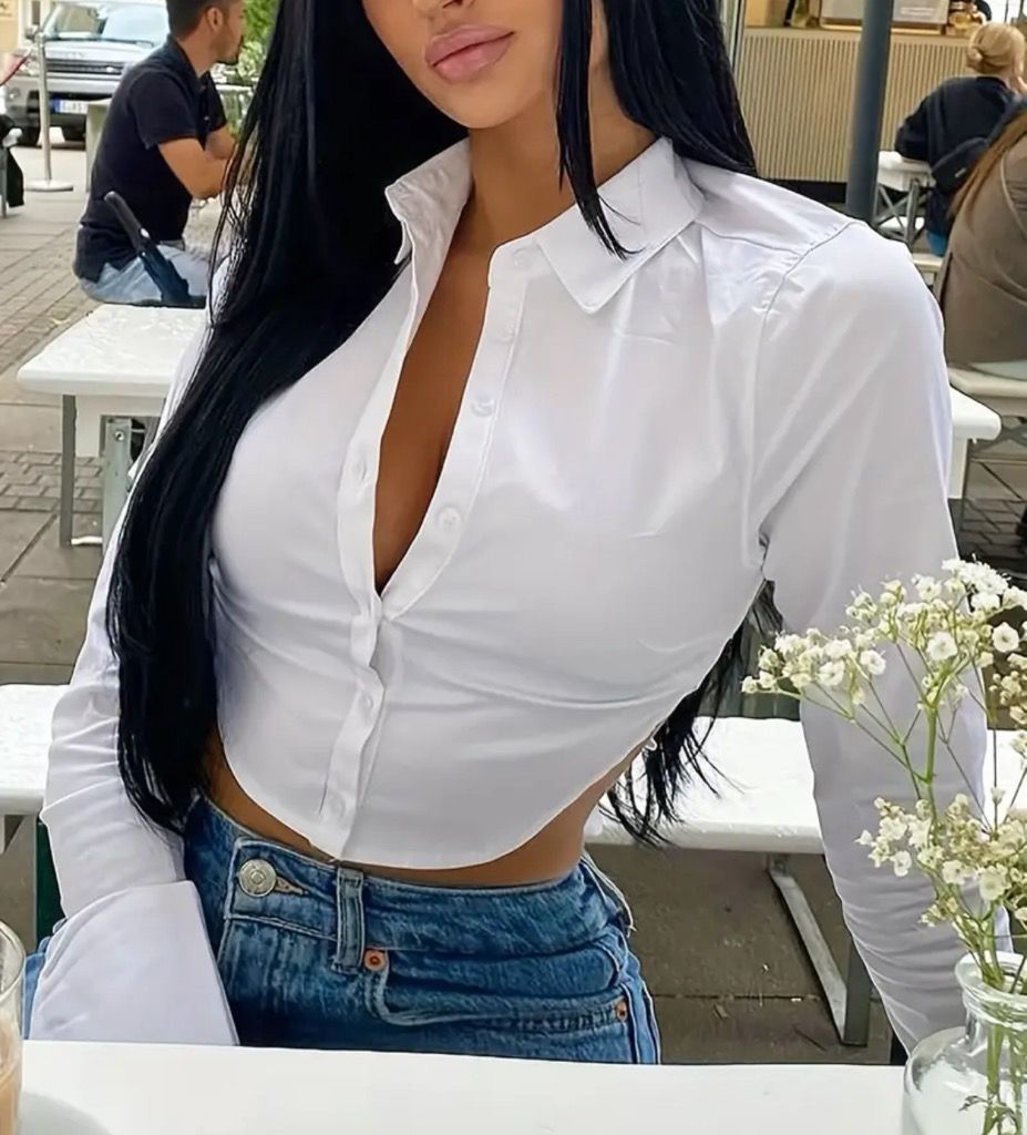 Backless Button Crop Top