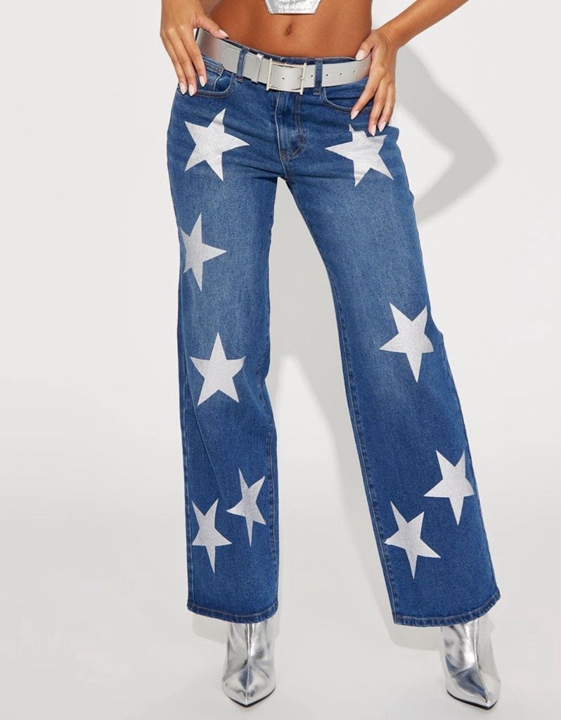 A Star Is Rising Baggy Stretch Jeans - Dark Wash