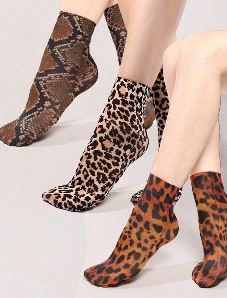 Leopard, Tiger, Snake And Python Print Socks