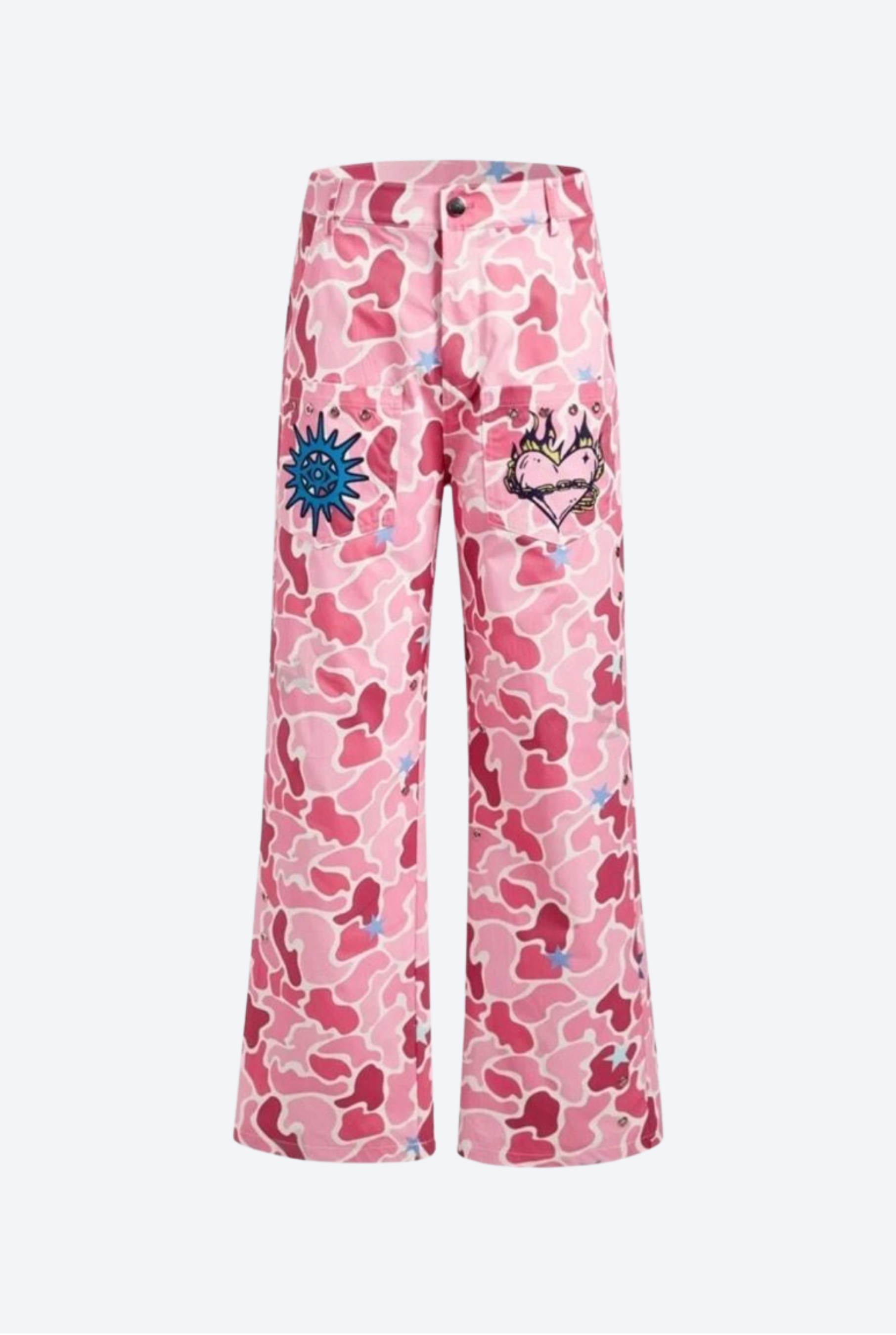 Eyelet Wide Leg Loose Fit Pants